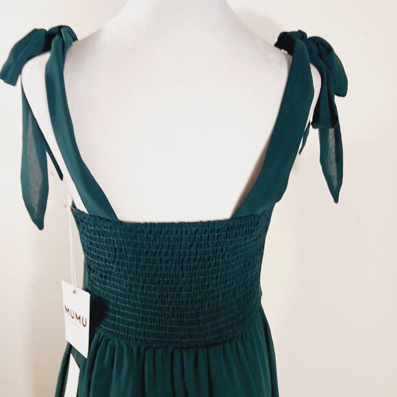 NWT Show Me Your Mumu Claire Midi Dress - Emerald Chiffon, Size Large, Wedding - Picture 9 of 16